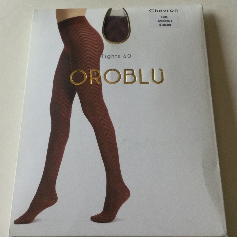 OROBLU CHEVRON 60 DENIER TIGHTS SANGRIA  SIZE L/XL NWT